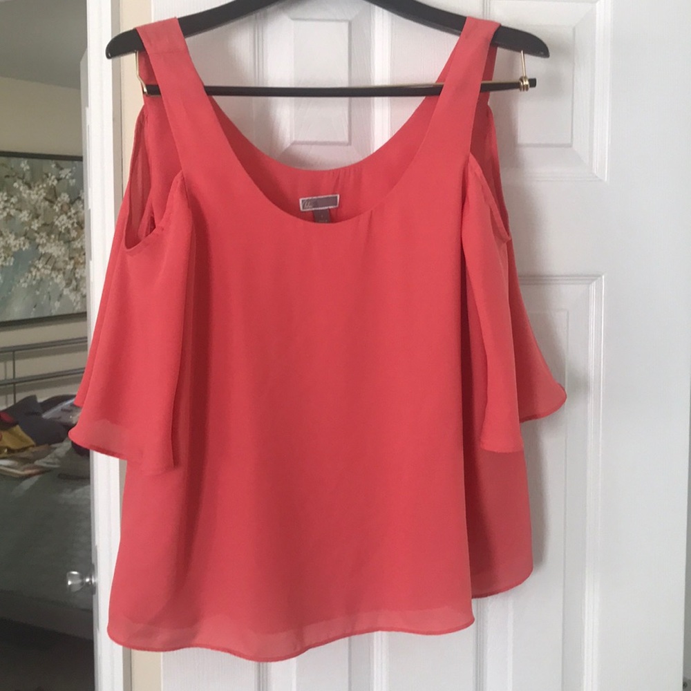 Chelsea28 Coral Cold Shoulder Top